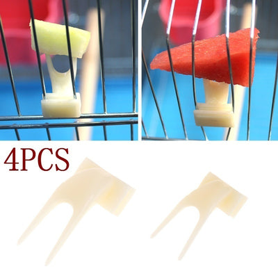 4Pcs Birds Parrots Fruit Fork Pet Supplies Plastic Food Holder Feeding