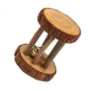 Cute Natural Wooden Rabbits Toys Pine Dumbells Unicycle Bell Roller