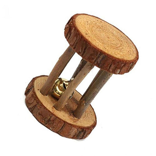 Cute Natural Wooden Rabbits Toys Pine Dumbells Unicycle Bell Roller