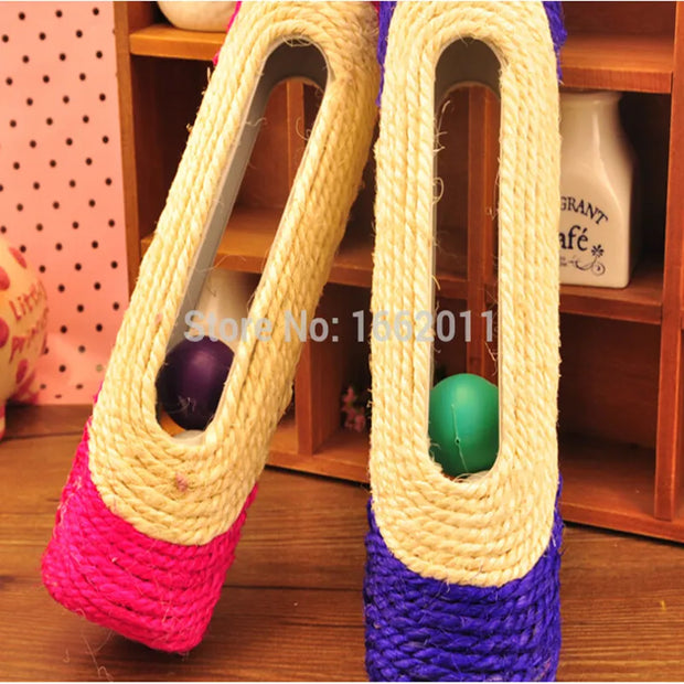 Pet Cat Kitten Kitty Toy Long Rolling Scratching Toys Ball Sisal Scratch Post Trapped Ball Training Tool Pet Animal Supplies