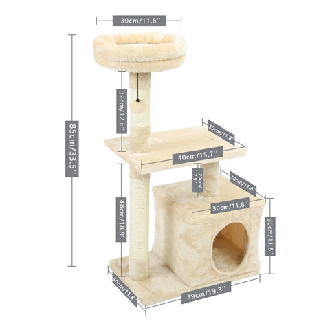 Cat Tree Tower Condo Playground Cage Kitten Multi-Level Activity Center Play House Medium Scratching Post Furniture Plush