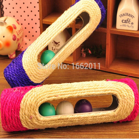 Pet Cat Kitten Kitty Toy Long Rolling Scratching Toys Ball Sisal Scratch Post Trapped Ball Training Tool Pet Animal Supplies