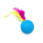 10pcs Mixed Funny Plastic Golf Ball with Feather Cat Toy Interactive Kitten Cat Teaser Ball Toy Pet Supplies