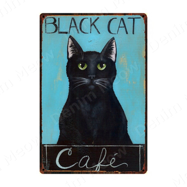 Crazy Cat Lady Lives Here Retro Plaque Black Cat Metal Tin Signs Bar Cafe Home Wall Decor Bengal Vintage Metal Art Poster N359