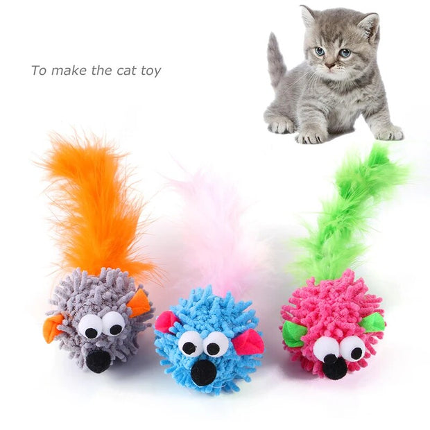 Interactive Toy for Cat Feather Scratch Bite Resistance Simulation Mouse Cat Toys Funny Soft Plush Mouse Kitten Pet Toy Supplies