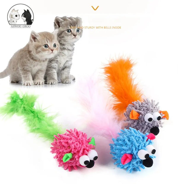 Interactive Toy for Cat Feather Scratch Bite Resistance Simulation Mouse Cat Toys Funny Soft Plush Mouse Kitten Pet Toy Supplies