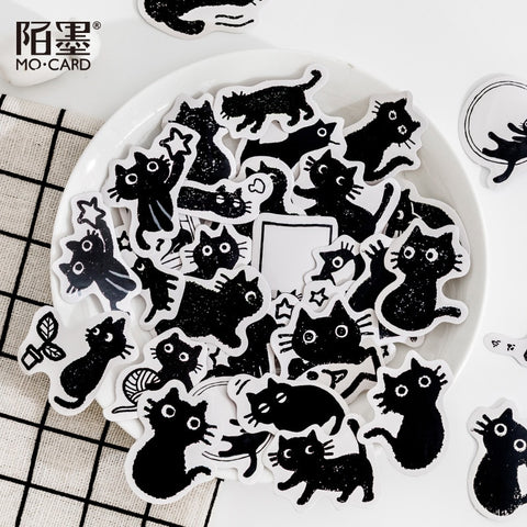 45 Pcs Black Cat Theme Stickers Decoration Kawaii Cute Cats Stickers Self-adhesive Scrapbooking Stickers For Laptop Planners