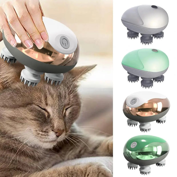 Cat Massager Waterproof Soft Head Comfortable Adjustable Modes Handheld Electric Scalp Massager Pet Supplies