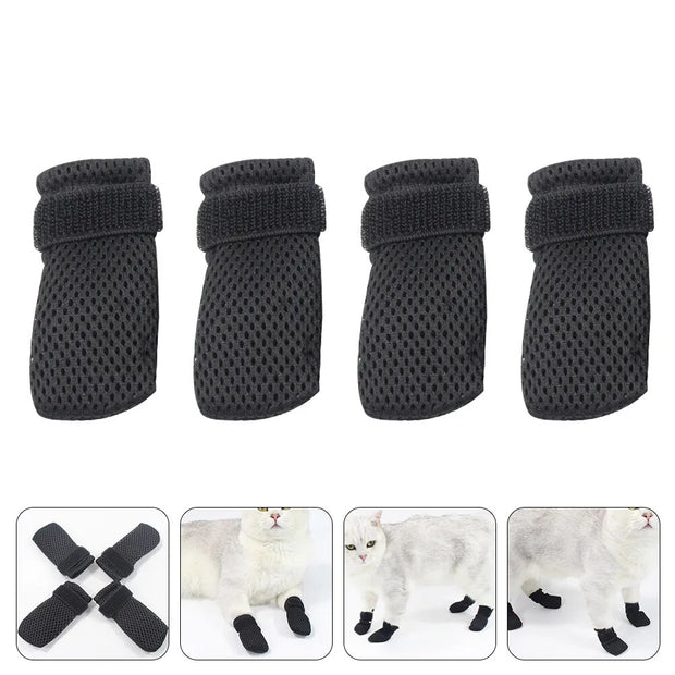 4pcs Pet Claw Cap Recovery Feet Protector Breathable Mesh Pet Feet Cover Anti Scratch Paw Caps Cat Socks After Surgery Protector