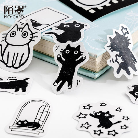 45 Pcs Black Cat Theme Stickers Decoration Kawaii Cute Cats Stickers Self-adhesive Scrapbooking Stickers For Laptop Planners