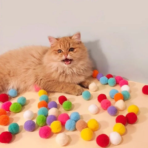 Cat Interactive Teaser Cat Training Toys Plush Ball Ejector Gun Creative Kitty Mini Pom-pom Toy Cat Tease Stick Pet Supplies