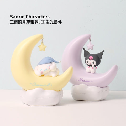 Sanrio Moon LED Light Anime Kuromi Cinnamonroll Kawaii Accessories Ornament Beauty Bedroom Night Light Bedside Lamp Decoration