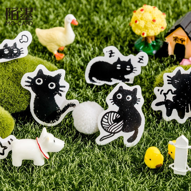 45 Pcs Black Cat Theme Stickers Decoration Kawaii Cute Cats Stickers Self-adhesive Scrapbooking Stickers For Laptop Planners