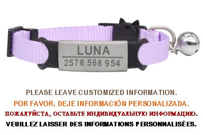 Personalized ID Tag Cat Collar Bell Engraving Safety Breakaway Small Dog Nylon Adjustable for Puppy Kittens Necklace