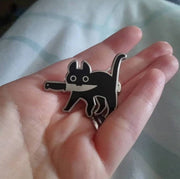 black cat brooch