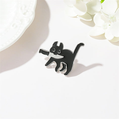 black cat brooch