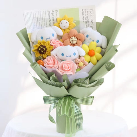 Cartoon Sanrio Plush Bouquet My Melody Kuromi Cinnamoroll Kt Cat Plush Doll Toy Christmas Birthday Valentine Graduation Gifts