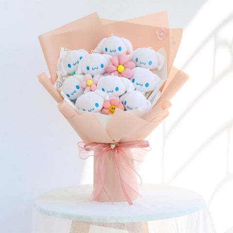 Cartoon Sanrio Plush Bouquet My Melody Kuromi Cinnamoroll Kt Cat Plush Doll Toy Christmas Birthday Valentine Graduation Gifts