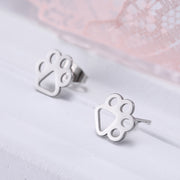 Cazador Lovely Animal Paw Stud Earring for Women Girl Cat Dog Bear Paw Piercing Earrings Stainless Steel Jewelry Valentine Gifts