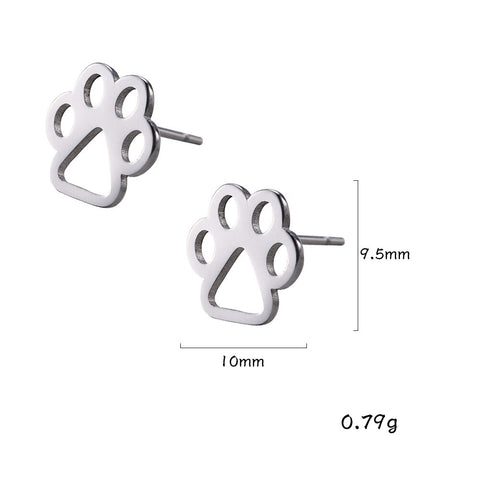 Cazador Lovely Animal Paw Stud Earring for Women Girl Cat Dog Bear Paw Piercing Earrings Stainless Steel Jewelry Valentine Gifts