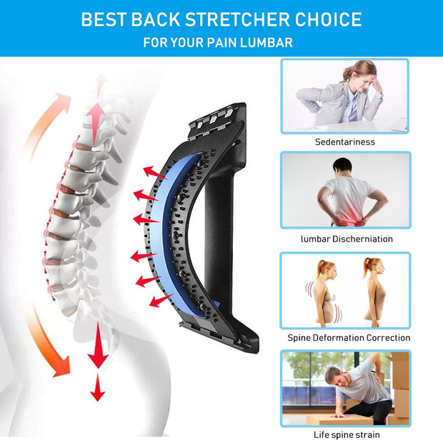 Multi-level Adjustable Back Massager Stretcher Waist Neck Stretch Fitness Lumbar Cervical Spine Support Pain Relief Relaxation