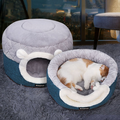 Hoopet Pet Cat Basket Bed Cat House Warm Cave Kennel for Dog Puppy Home Sleeping Kennel Teddy Comfortable House Cat Bed