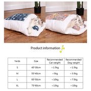 japanese cat bed warm cat sleeping bag deep sleep winter removable pet