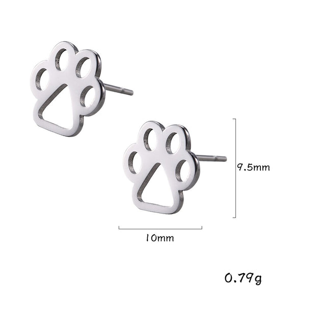 Cazador Lovely Animal Paw Stud Earring for Women Girl Cat Dog Bear Paw Piercing Earrings Stainless Steel Jewelry Valentine Gifts