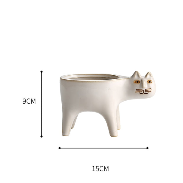 Cartoons Cat Flowerpot Animal Ceramic Flowerpot Cute Vase Cactus Succulent Plants Potted  Flower Arrangement Home Decoration