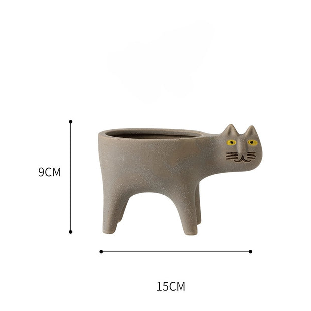 Cartoons Cat Flowerpot Animal Ceramic Flowerpot Cute Vase Cactus Succulent Plants Potted  Flower Arrangement Home Decoration