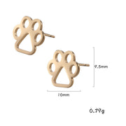 Cazador Lovely Animal Paw Stud Earring for Women Girl Cat Dog Bear Paw Piercing Earrings Stainless Steel Jewelry Valentine Gifts