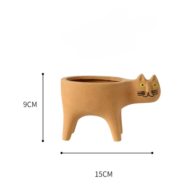 Cartoons Cat Flowerpot Animal Ceramic Flowerpot Cute Vase Cactus Succulent Plants Potted  Flower Arrangement Home Decoration