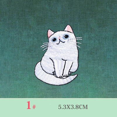 LOVE YOUR CAT White Cat Patch Baby&#39;s Clothing Patches Backpack Decoration Small Applique Small Cat Iron On Patches