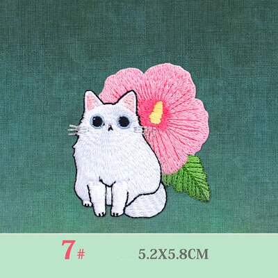 LOVE YOUR CAT White Cat Patch Baby&#39;s Clothing Patches Backpack Decoration Small Applique Small Cat Iron On Patches