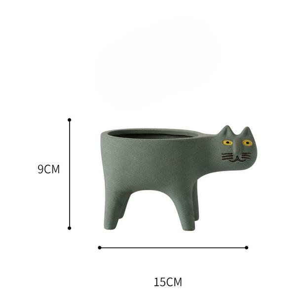 Cartoons Cat Flowerpot Animal Ceramic Flowerpot Cute Vase Cactus Succulent Plants Potted  Flower Arrangement Home Decoration