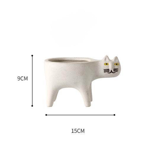 Cartoons Cat Flowerpot Animal Ceramic Flowerpot Cute Vase Cactus Succulent Plants Potted  Flower Arrangement Home Decoration