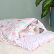 japanese cat bed warm cat sleeping bag deep sleep winter removable pet