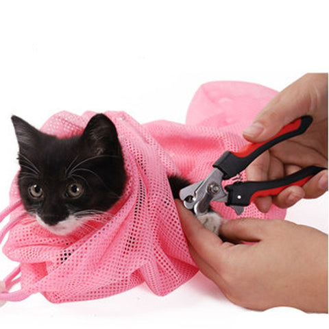 Mesh Cat Bathing Bag Cats Grooming Washing Bags Cat Bath Clean Bag No Scratching Bite Restraint Cat Supplies Nail Cutting YT0015