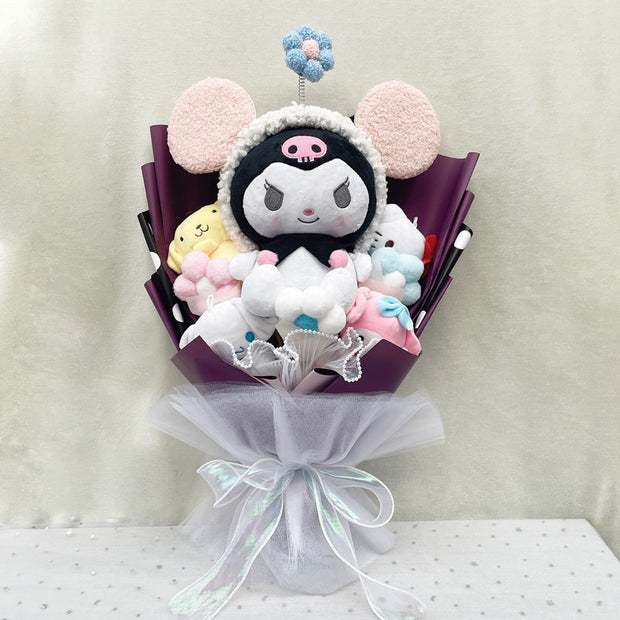 Cartoon Sanrio Plush Bouquet My Melody Kuromi Cinnamoroll Kt Cat Plush Doll Toy Christmas Birthday Valentine Graduation Gifts