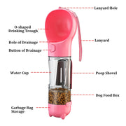 KOMMILIFE Portable Cat Dog Water Bottle Food Feeder Drinker Poop Dispenser 3 In 1 Leak-proof Multifunctional Dog Waterer Bottle