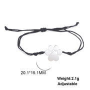 Cazador Stainless Steel Cute Animal Dog Cat Paw Charm Bracelets for Women Men Wax Rope Adjustable Bracelet Couple Valentine Gift