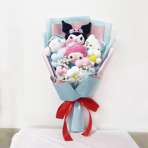 Cartoon Sanrio Plush Bouquet My Melody Kuromi Cinnamoroll Kt Cat Plush Doll Toy Christmas Birthday Valentine Graduation Gifts