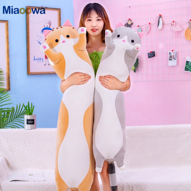 130cm Cute Soft Long Cat Pillow Plush Toys Stuffed Pause Office Nap Pillow Bed Sleep Pillow Home Decor Gift Doll for Kids Girl