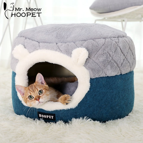 Hoopet Pet Cat Basket Bed Cat House Warm Cave Kennel for Dog Puppy Home Sleeping Kennel Teddy Comfortable House Cat Bed