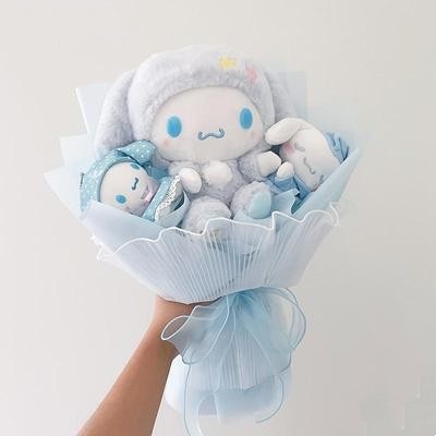 Cartoon Sanrio Plush Bouquet My Melody Kuromi Cinnamoroll Kt Cat Plush Doll Toy Christmas Birthday Valentine Graduation Gifts