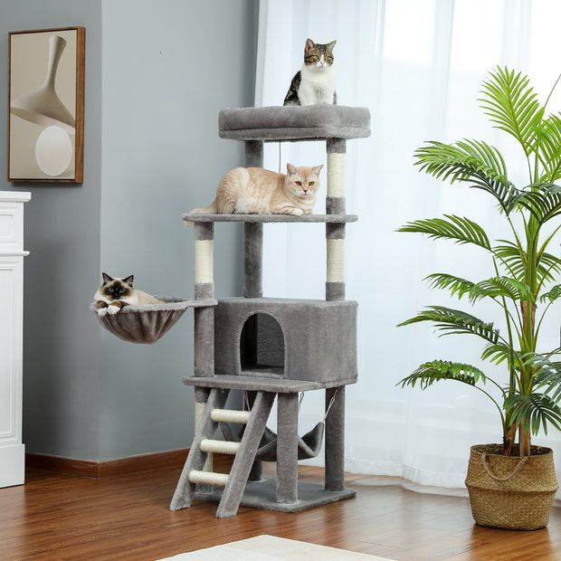 cat tree towel scratching sisal post multi-level pet climbing tree