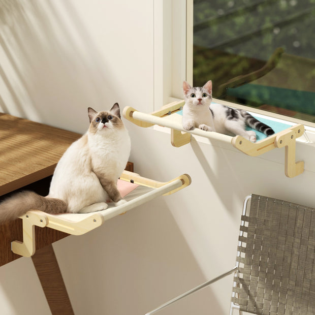 mewoofun sturdy cat window perch wooden assembly hanging bed cotton ca