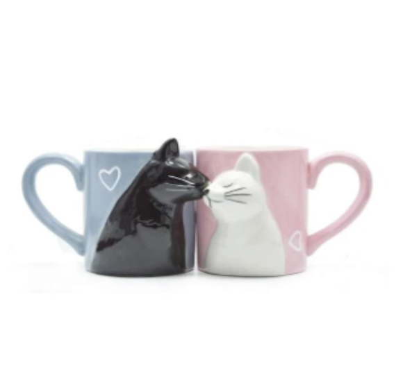 kissing cat mugs